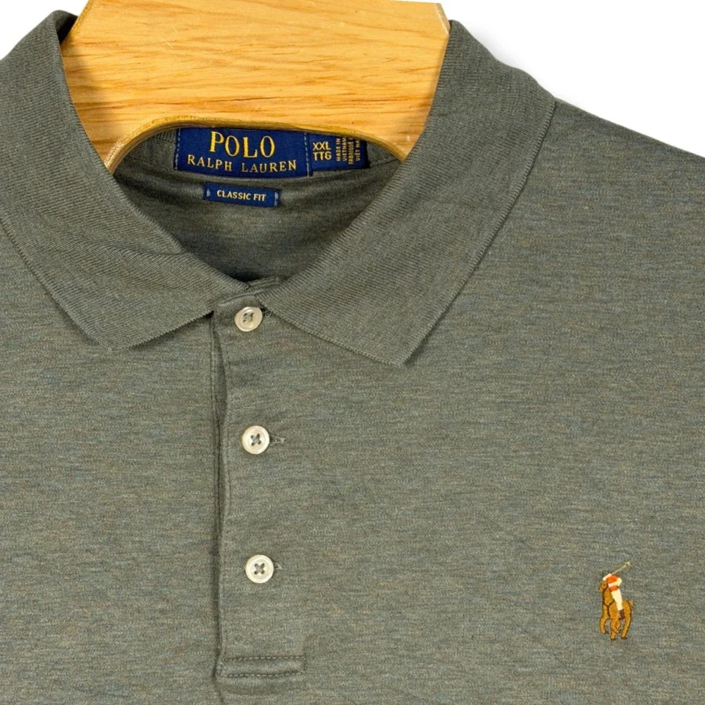 Polo Ralph Lauren Polo Shirt Men XXL Olive Green Classic Fit Cotton Short Sleeve